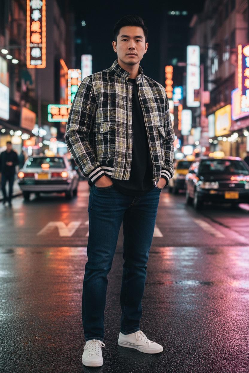 Chaqueta Bomber de Cuadros