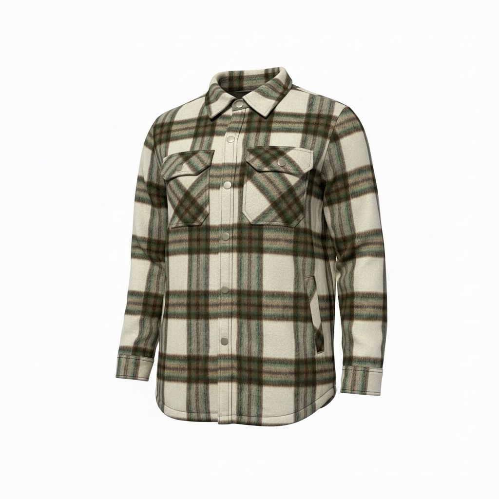 Sobrecamisa Aborregada de Cuadros Verde y Beige